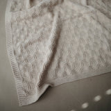 Mushie Knitted Baby Blanket Honeycomb Beige - Laadlee