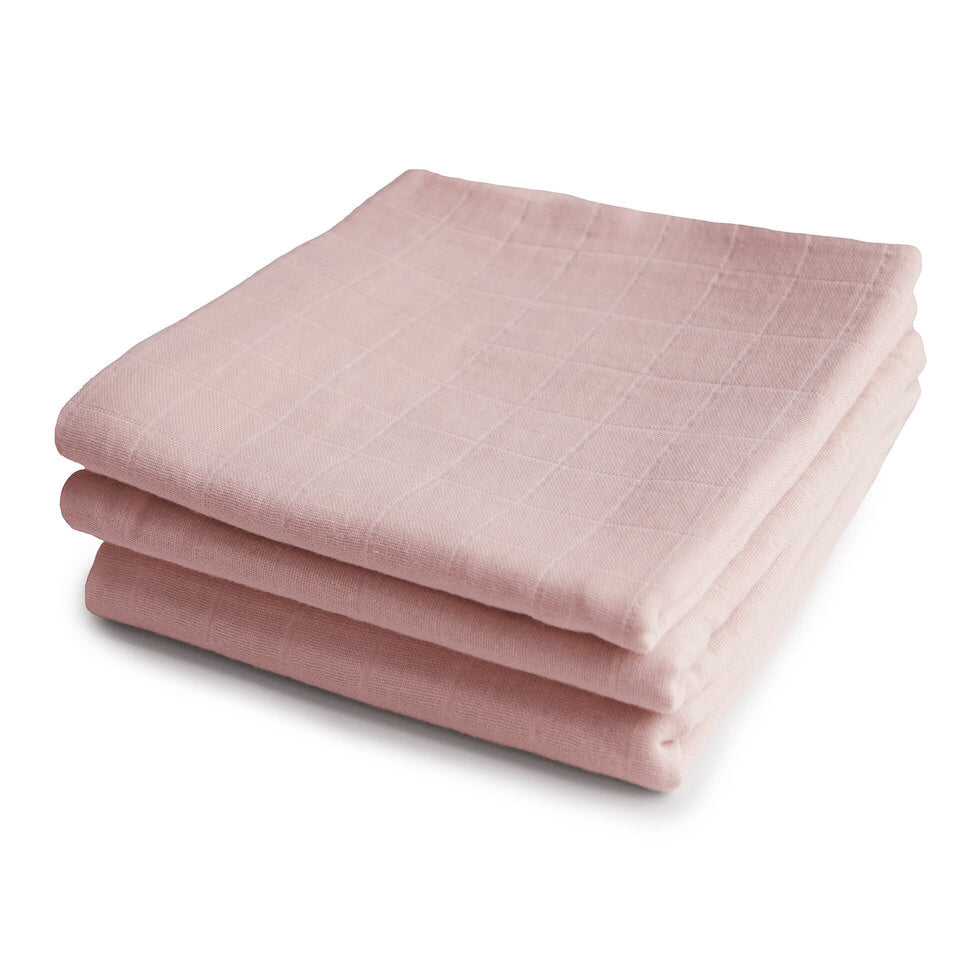 Mushie Muslin Cloth 3-pack - Blush - Laadlee
