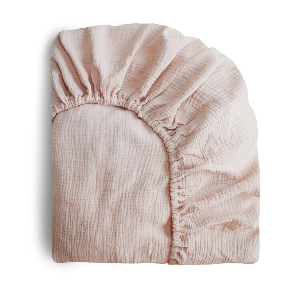 Mushie Crib Sheet Medium Blush - Laadlee