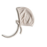Mushie Ribbed Baby Bonnet Beige Melange - Laadlee