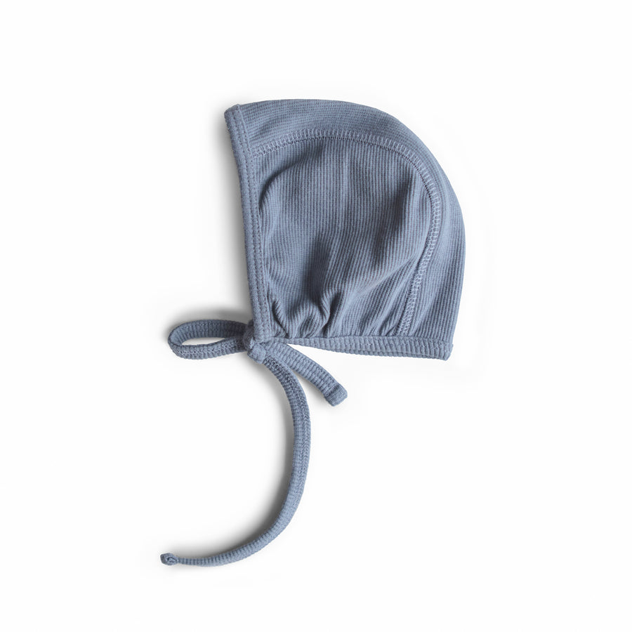 Mushie Ribbed Baby Bonnet Tradewinds - Laadlee
