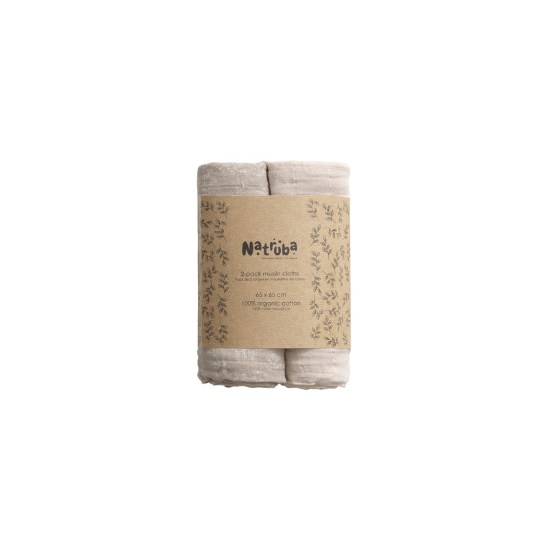 Natruba - Muslin Leaf - Creme (Pack of 2) - Laadlee