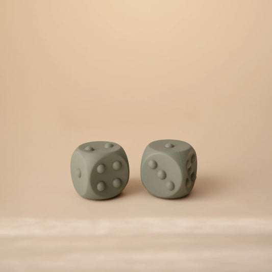 Mushie Dice Press Toy (set of 2) Dried Thyme/Natural - Laadlee