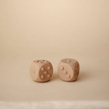 Mushie Dice Press Toy (set of 2) Dried Thyme/Natural - Laadlee