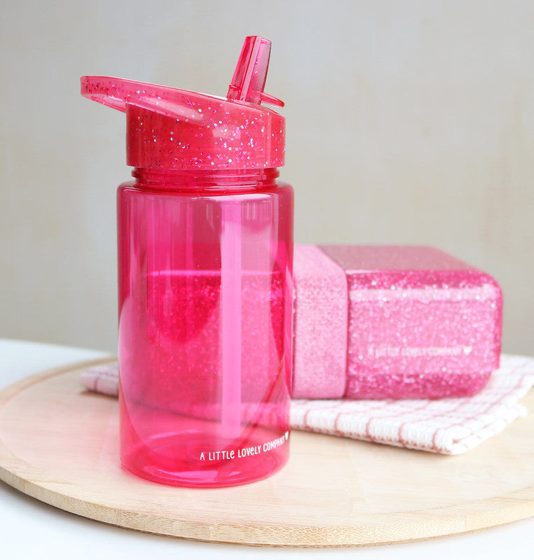 A Little Lovely Company Drink Bottle - Glitter - Pink - Laadlee