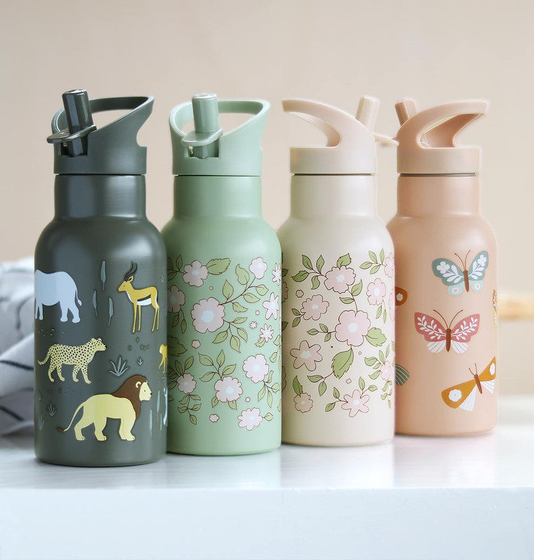 A Little Lovely Company Stainless Steel Water Bottle - 350ml - Blossoms Pink - Laadlee