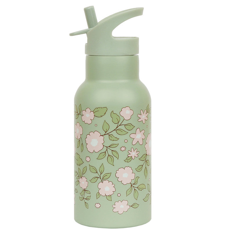 A Little Lovely Company Stainless Steel Water Bottle - 350ml - Blossoms Sage - Laadlee