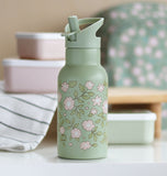A Little Lovely Company Stainless Steel Water Bottle - 350ml - Blossoms Sage - Laadlee