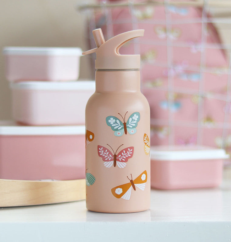 A Little Lovely Company Stainless Steel Water Bottle - 350ml - Butterflies - Laadlee
