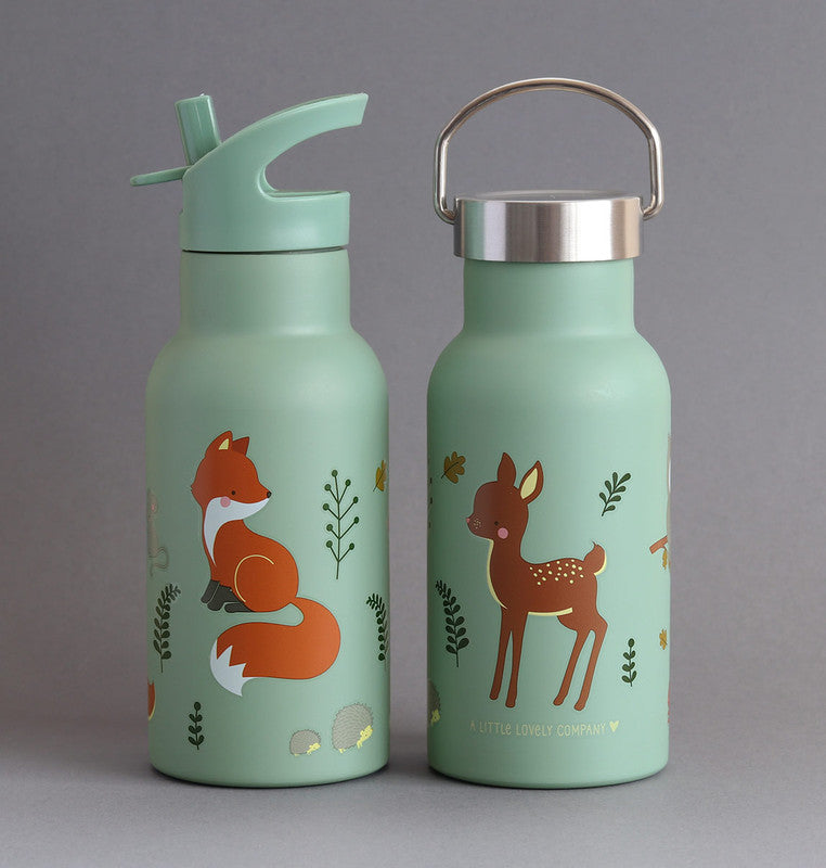 A Little Lovely Company Stainless Steel Water Bottle - 350ml - Forest friends - Laadlee