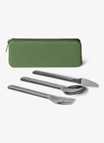 Citron Stainless Steel Cutlery with Pouch - Green - Laadlee