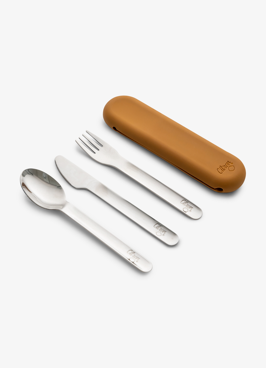 Citron Stainless Steel Cutlery Set - Caramel - Laadlee