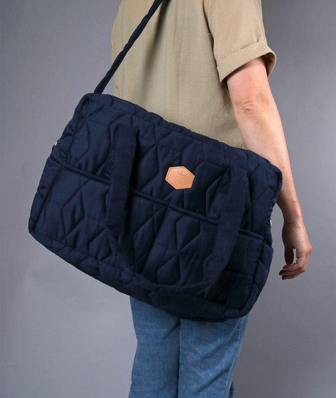 Filibabba Mommy Bag Soft Quilt - Dark Blue - Laadlee