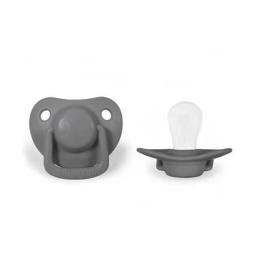 Filibabba Silicone Pacifiers - 0M - 6M, Dark Grey, Pack of 2 - Laadlee
