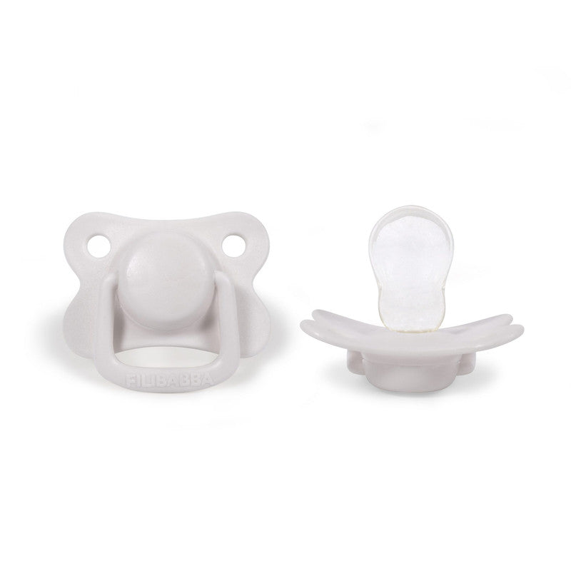 Filibabba Silicone Pacifiers - 6M+, White, Pack of 2 - Laadlee