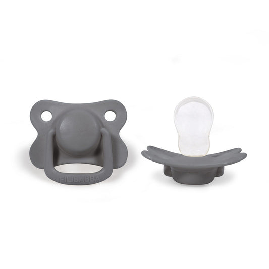 Filibabba Silicone Pacifiers - 6M+, Dark Grey, Pack of 2 - Laadlee