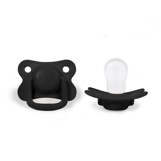 Filibabba Silicone Pacifiers - 6M+, Black, Pack of 2 - Laadlee