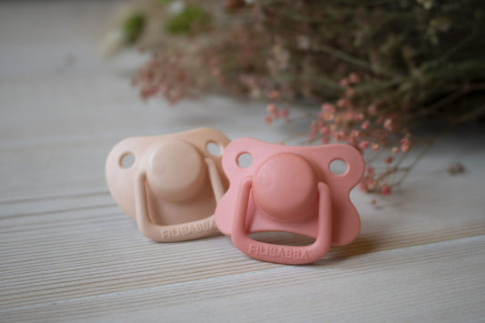 Filibabba Silicone Pacifiers - 6M+, Coral, Pack of 2 - Laadlee