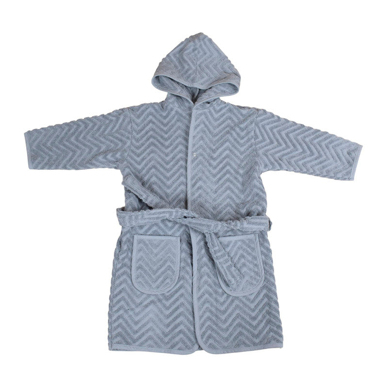 Filibabba Bathrobe GOTS Zigzag - Powder Blue - Laadlee