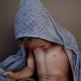 Filibabba Bath Towel with Hood GOTS Zigzag - Powder Blue - Laadlee