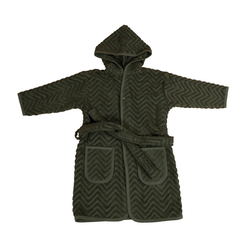 Filibabba Bathrobe GOTS Zigzag - Dark Green - Laadlee