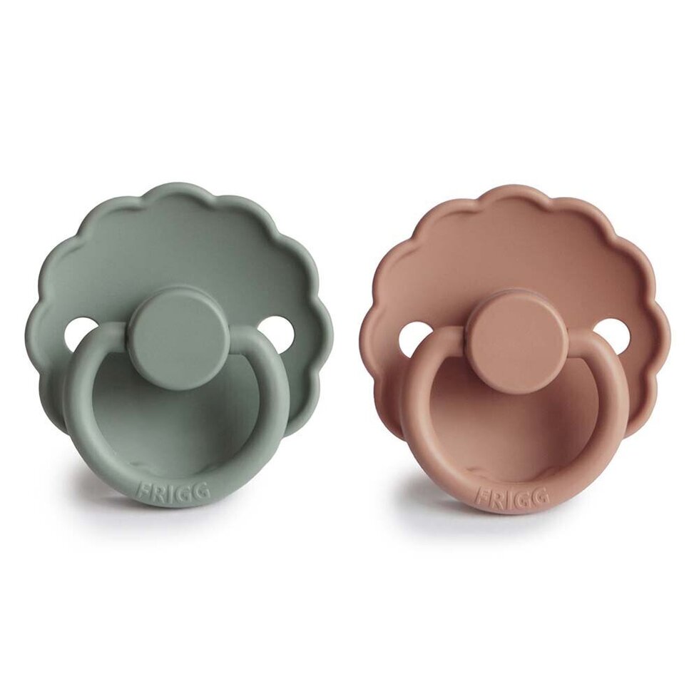Frigg Daisy Silicone Baby Pacifier 6M - 18M, 2Pack, Lily Pad/Rose Gold - Size 2 - Laadlee
