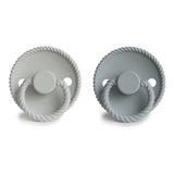 Frigg Rope Silicone Baby Pacifier 6M-18M, 2Pack, French Gray/Silver Gray - Size 2 - Laadlee