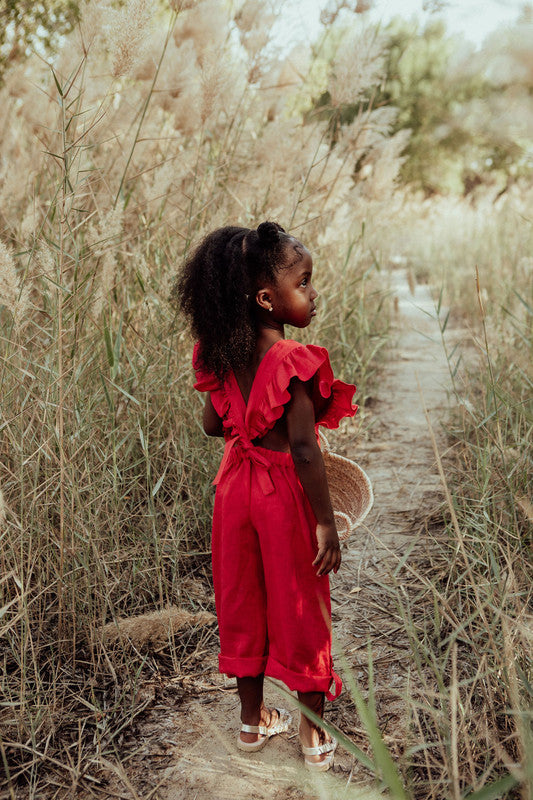 Sunday's Child The Felicity Dungarees - Red - Laadlee