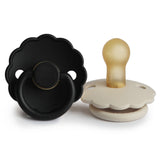 Frigg Daisy Latex Baby Pacifier 6M-18M, 2Pack, Jet Black/Cream - Size 2 - Laadlee