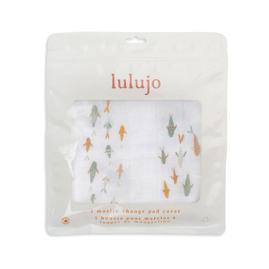 Lulujo Muslin Change Pad Cover (80cm x 40cm) - Fish - Laadlee