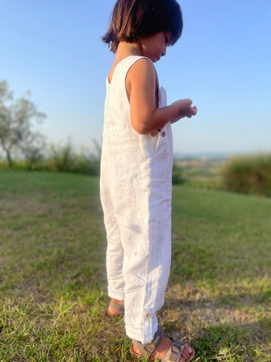 Sunday's Child The Luca Long Dungarees - White - Laadlee