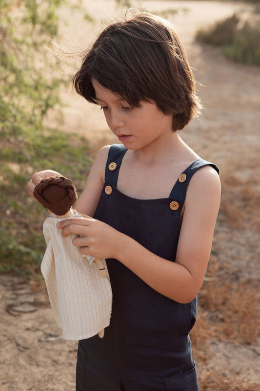 Sunday's Child The Luca Short Dungarees - Navy Blue - Laadlee