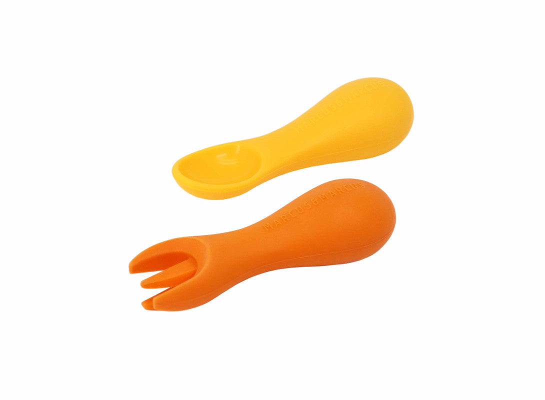 Marcus & Marcus - Silicone Palm Grasp Spoon & Fork Set - Lola - Laadlee