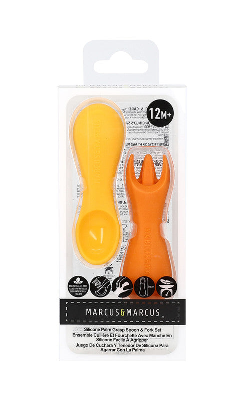 Marcus & Marcus - Silicone Palm Grasp Spoon & Fork Set - Lola - Laadlee