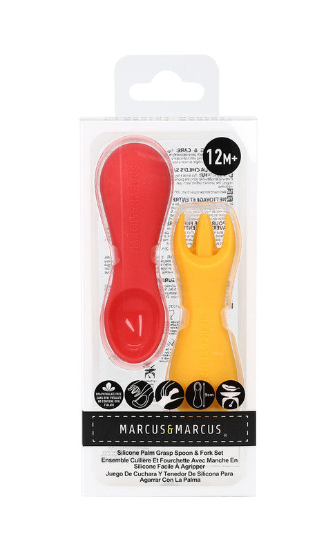 Marcus & Marcus - Silicone Palm Grasp Spoon & Fork Set - Marcus - Laadlee