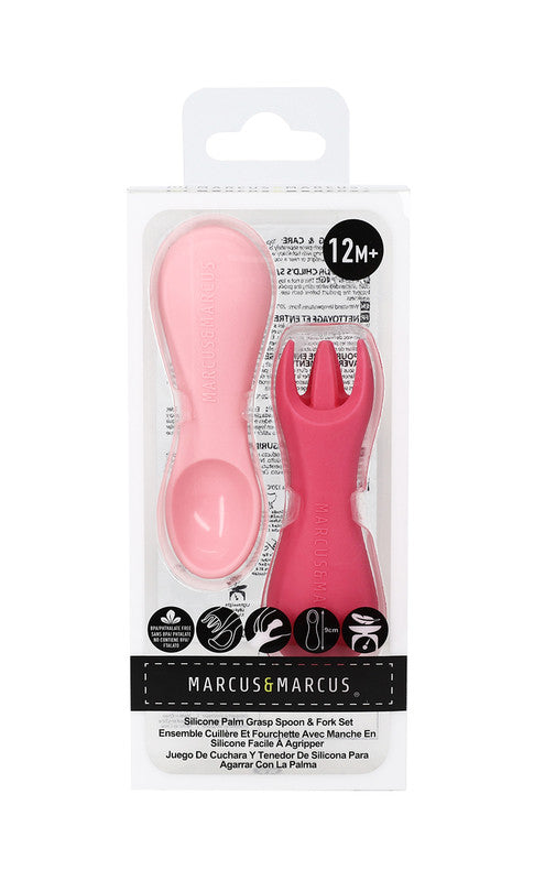 Marcus & Marcus - Silicone Palm Grasp Spoon & Fork Set - Pokey - Laadlee