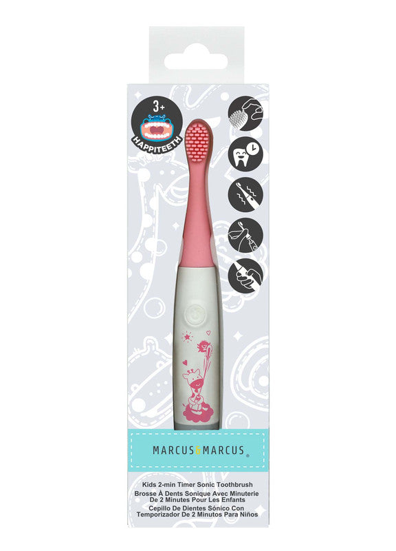 Marcus & Marcus - Sonic Silicone Kids Toothbrush - Pink - Laadlee