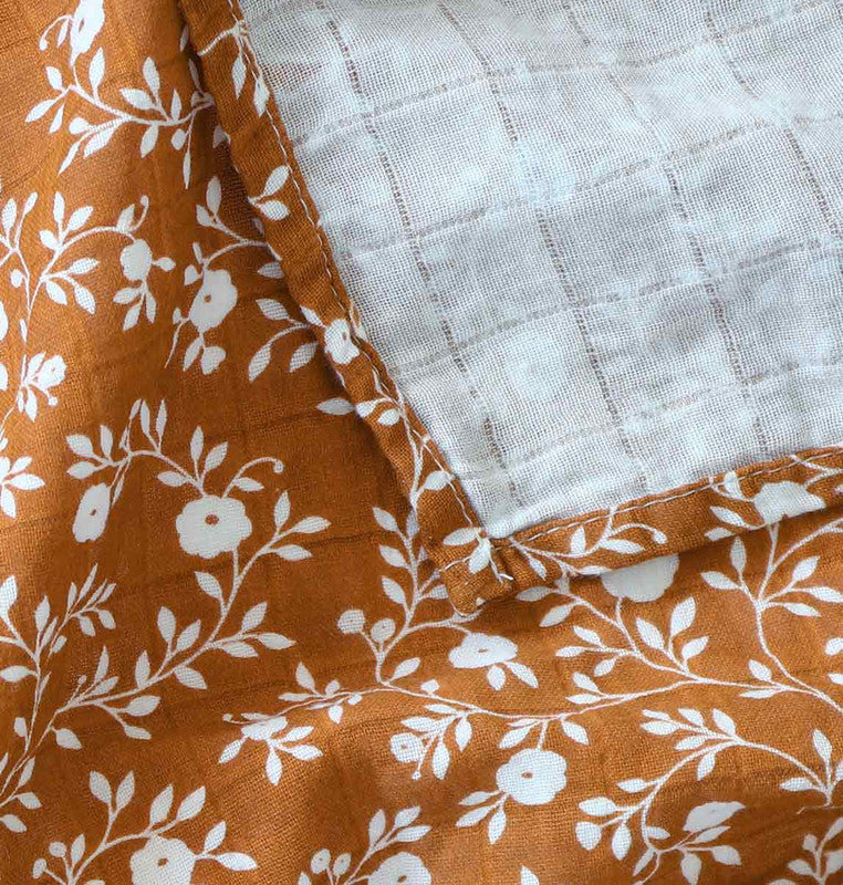 A Little Lovely Company Muslin Cloth Set of 2 - Blossom - Caramel - Laadlee