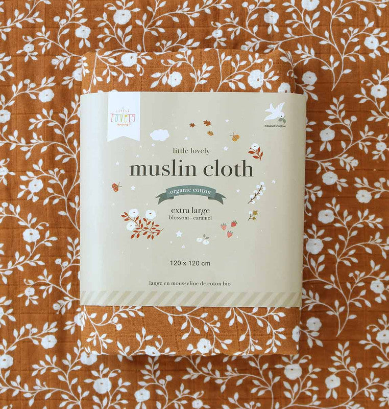 A Little Lovely Company Muslin Cloth XL - Blossom - Caramel - Laadlee