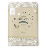 A Little Lovely Company Muslin Cloth Set of 2 - Leaves - Taupe - Laadlee
