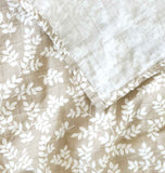 A Little Lovely Company Muslin Cloth Set of 2 - Leaves - Taupe - Laadlee