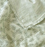 A Little Lovely Company Muslin Cloth Set of 2 - Leaves - Sage - Laadlee