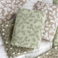 A Little Lovely Company Muslin Cloth XL - Leaves - Sage - Laadlee