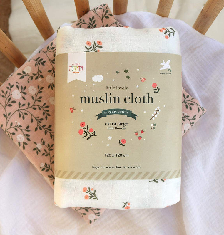 A Little Lovely Company Muslin Cloth XL - Little Flowers - Laadlee