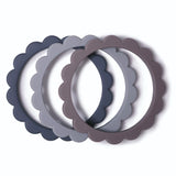 Mushie Flower Bracelet 3-Pack Dove Gray/Steel/Stone - Laadlee