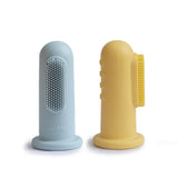 Mushie Finger Toothbrush Powder Blue/Pale Daffodil - Laadlee