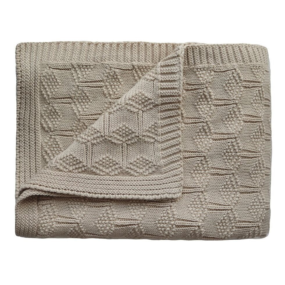 Mushie Knitted Baby Blanket Honeycomb Beige - Laadlee