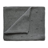 Mushie Knitted Baby Blanket Pointelle Gray Melange - Laadlee