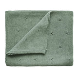 Mushie Knitted Baby Blanket Pointelle Sage Melange - Laadlee