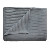 Mushie Knitted Baby Blanket Ribbed Gray Melange - Laadlee